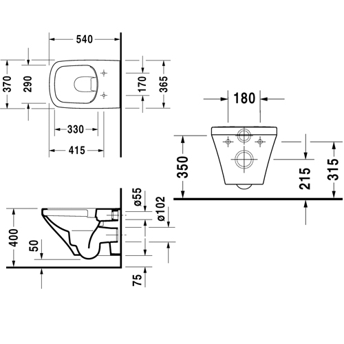 ������ ��������� Duravit Durastyle Rimless (��� �������� �����) 2538090000