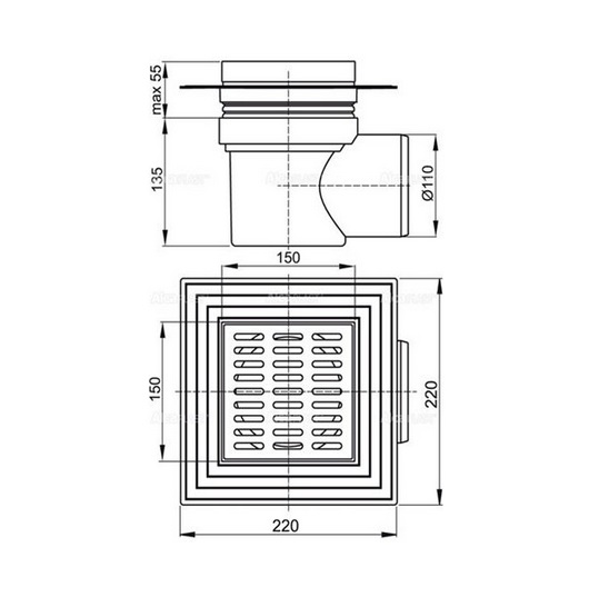 ������� ���� AlcaPlast 150x150/110 APV12