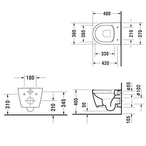 ������ ��������� Duravit ME by Starck Compact Rimless 2530090000