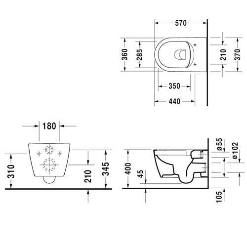 ������ ��������� Duravit ME by Starck Rimless 2529090000